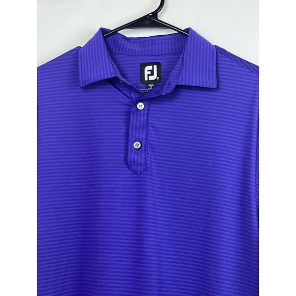 Foot Joy Men's Medium Purple Striped 3 Button Short Sleeve Polo Shirt - Picture 6 of 8